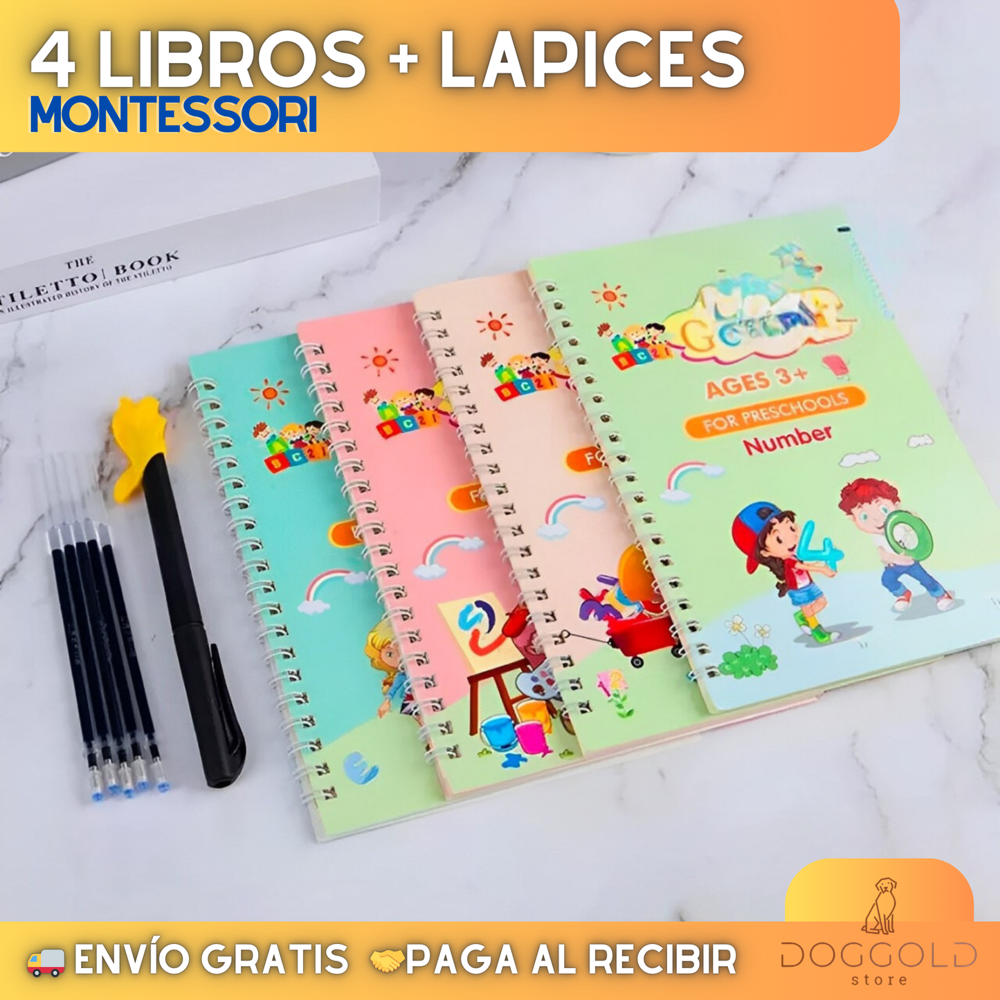 📙 Kit 4 cuadernos MONTESSORI + 5 Lápices + ENVÍO GRATIS 🔥