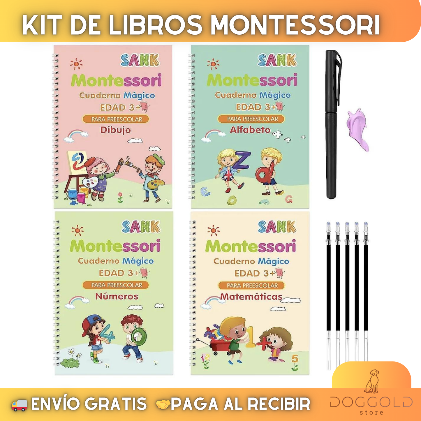 📙 Kit 4 cuadernos MONTESSORI + 5 Lápices + ENVÍO GRATIS 🔥